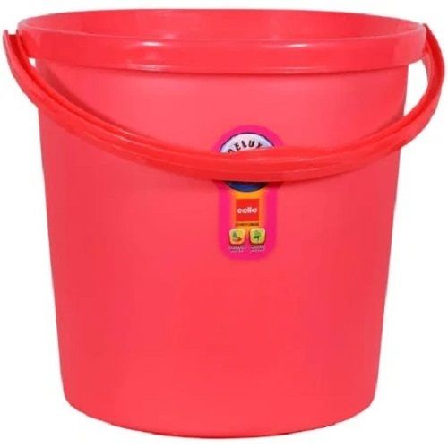 Round Cello Plain Red 10 Liter Capacity Plastic With Handle Bucket 