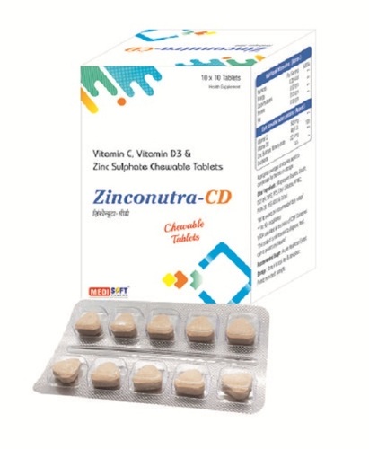 Vitamin C Vitamin D3 Zinc Sulphate Chewable Tablets Zinconutra-Cd