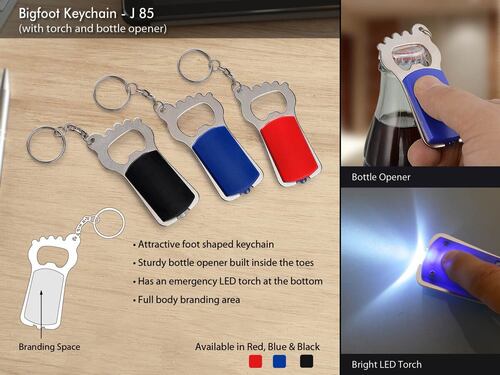 J85 a   Bigfoot Keychain with Torch and Bottle Opener