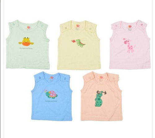 Cake Multi Color Printed Pattern Sleeveless Cotton New Born Baby T Shirt 