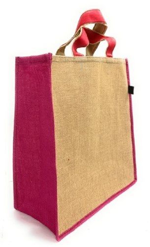 Pink And Brown Rectangular Eco Friendly Jute Bag With Flexi Loop Handle Application: School