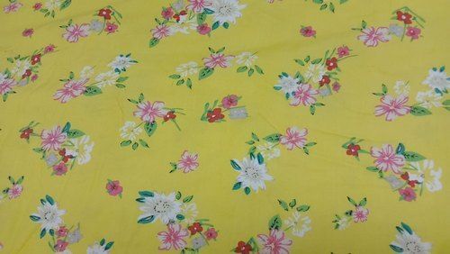 Printed Yellow Rayon Fabric, For Garment, GSM: 150-200