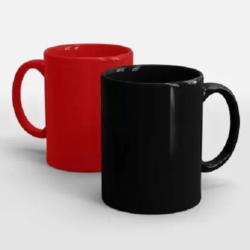 200ml Capacity Round Shaped Ceramic Material Red And Black Plain Coffee Mug