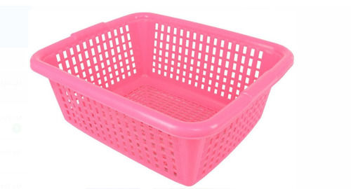 Steel 15 Cm Height 10 Cm Width Plain Pink Plastic Square Basket