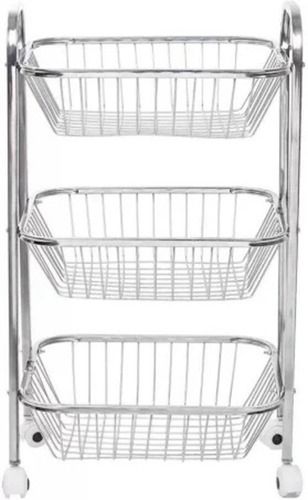 20 Inch Height Square Shape 3 Layer Stainless Steel Kitchen Trolley