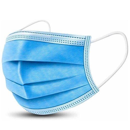 Ear Loop Mount Plain Blue Disposable Non Woven 3 Ply Surgical Face Mask