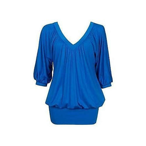 Blue Ladies Easy To Wear Cotton Fashion Tops