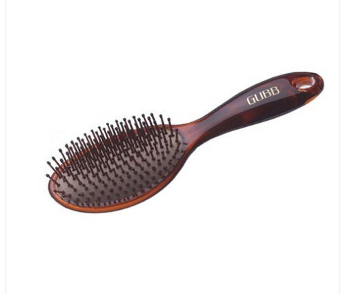 Brown Oval Shape Plastic Material Portable Hair Comb 