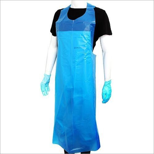 Pe Material U Shape Neck Plain Blue Disposable Surgical Apron Collar Style: Classic