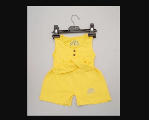 Sleeveless Cotton Fabric Stylish And Comfortable Fancy Plain Kids Wear