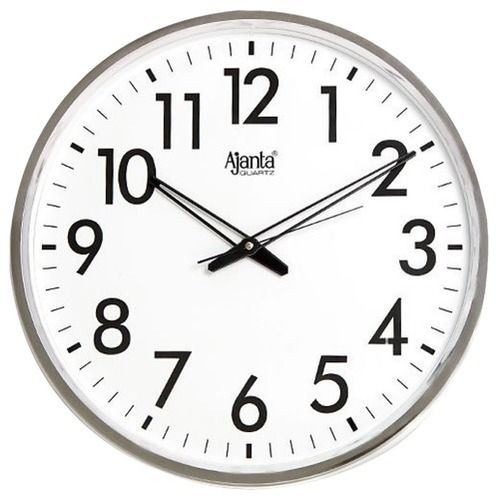 White And Grey Abstract Metal Quartz Ajanta Wall Clock