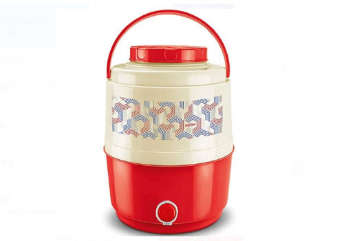 20 Liters Capacity Red And Cream Printed Round Plastic Water Jug 