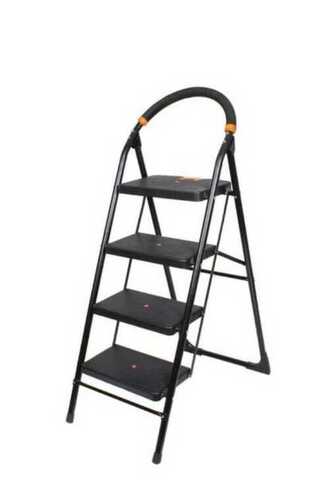 4 Step Black Mild Steel Step Ladder For Domestic Use