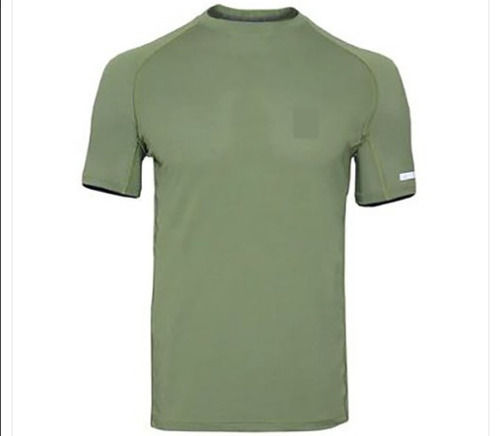 Half Sleeve Round Neck Green Plain Washable And Comfortable Cotton T Shirt