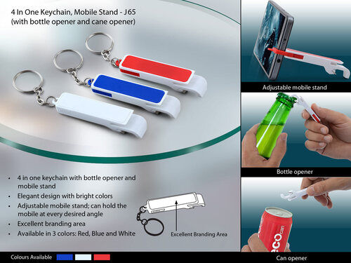 J65 a   Keychain With Bottle Opener, Pull Tab Opener And Mobile Stand (Pull Out)