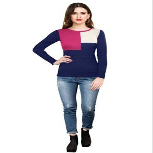 Trendy Look Full Sleeve Round Neck Blue Color T-Shirt