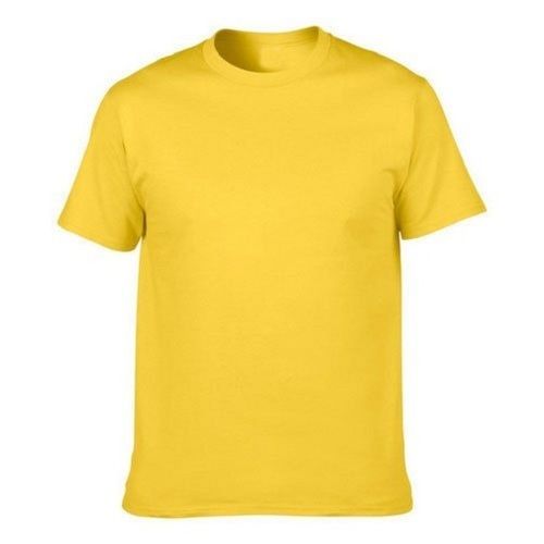 Men O Neck Short Sleeve Plain Yellow Cotton T Shirts