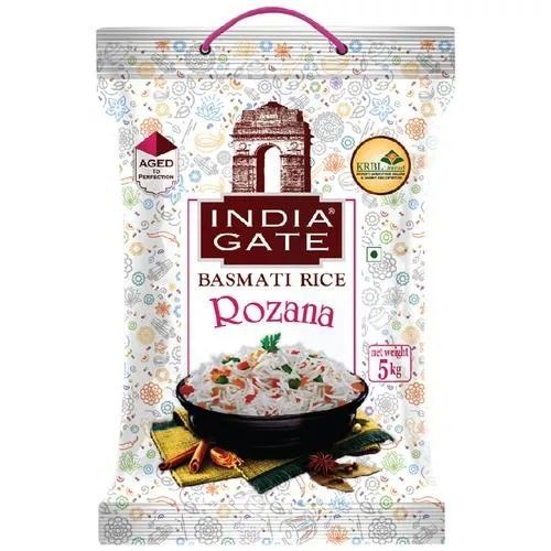 Pack Of 5 Kilograms Food Grade Long Grain India Gate Basmati Rozana Rice 