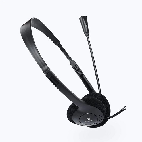 Plastic And Rubber Material Black Zebronics Zeb 17hm Wired Headphone - Lightweight Design, Comfortable Ear Cups, Soft Leather Headband, Seamless Voice Clarity