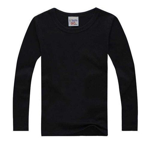 Skin Friendly Wrinkle Free With Black Round Neck Full Sleeve Mens Cotton T Shirt