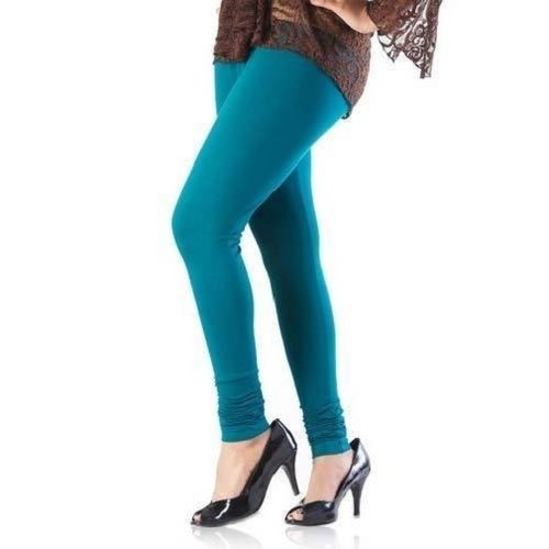 Stretchable & Breathable Full Length Comfortable Cotton Plain Blue Leggings For Ladies
