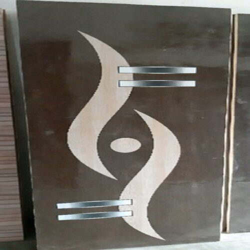 Brown Wood Angle Print Hing Swing Style Laminated Door