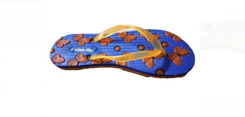 Blue And Brown Printed Size 5 Light Weight And Comfortable Ladies Fancy Slipper