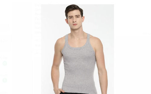Gray Sleeveless Plain Pattern Washable And Comfortable Cotton Men'S Vest