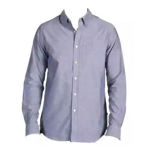 Men"S Grey Plain Full Sleeve Collar Neck Breathable Skin Friendly Cotton Shirts