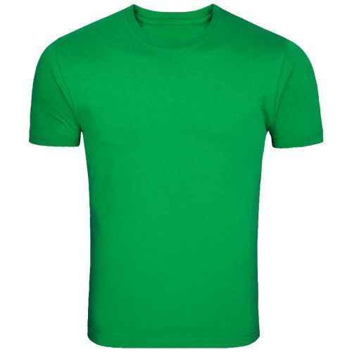 Mens Plain Round Neck Half Sleeve Green Cotton T Shirt