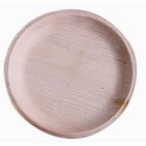 Plain Brown Recyclable Light Weight Round Shape Areca Leaf Plates