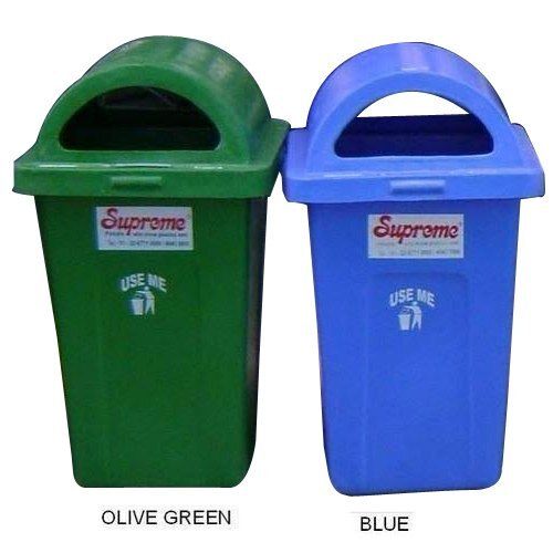 Rectangular Blue And Olive Green Plastic Dustbins