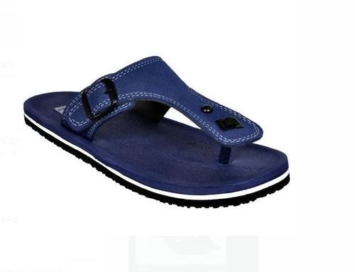 Black Rubber Sole And Upper Cozy Flip Flops Casual Wear Blue Slipper