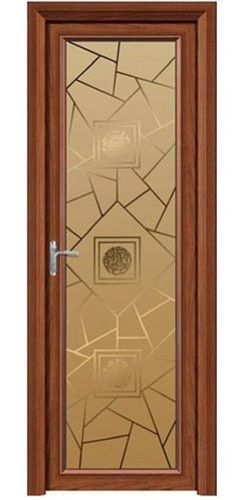 7 Feet Height Rectangular Shaped Brown Powder Coated Aluminium Bathroom Door