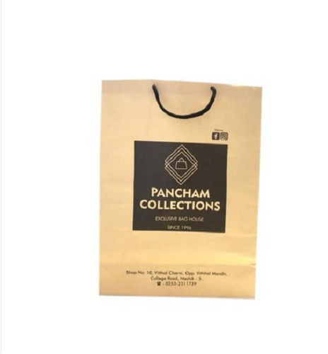 Black 90 Gsm Brown Color Printed Paper Shopping Bags With Flexiloop Handles 