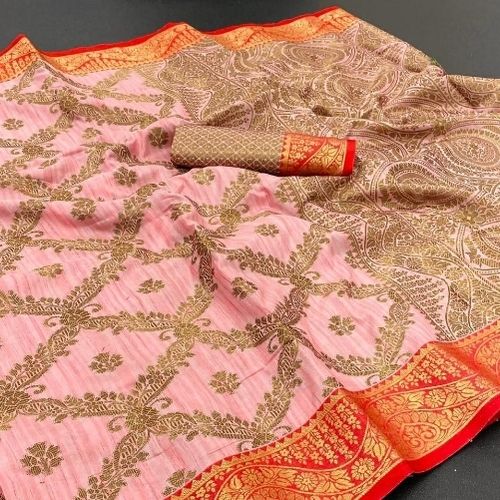 Banarasi Silk Saree With Fancy Broket Blouse With Nice Gold Weaving