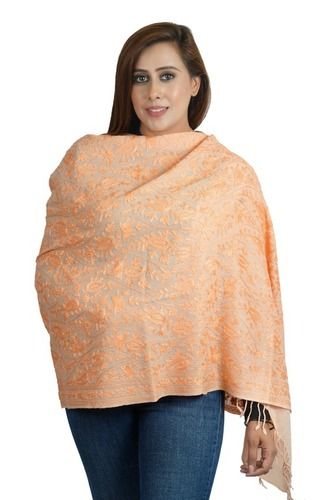 Casual Wear Printed Peach Woolen Stoles For Ladies(Attractive Pattern)