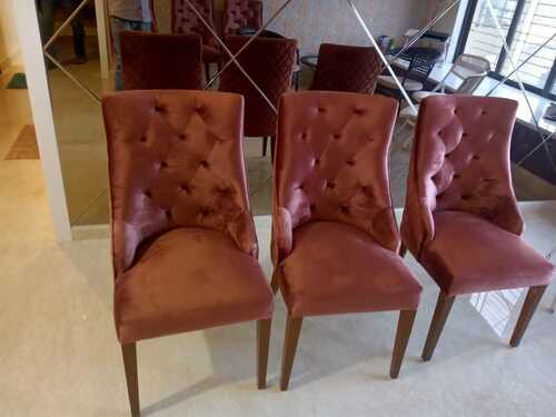 Dark Brown Dining Chair With Fabric Cushion For Home And Hotel Use
