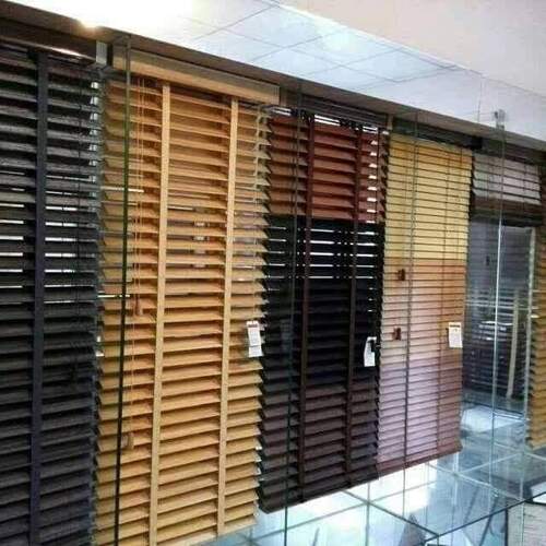 Dark Brown Slat Wooden Curtain Blind Suitable For Window And Door