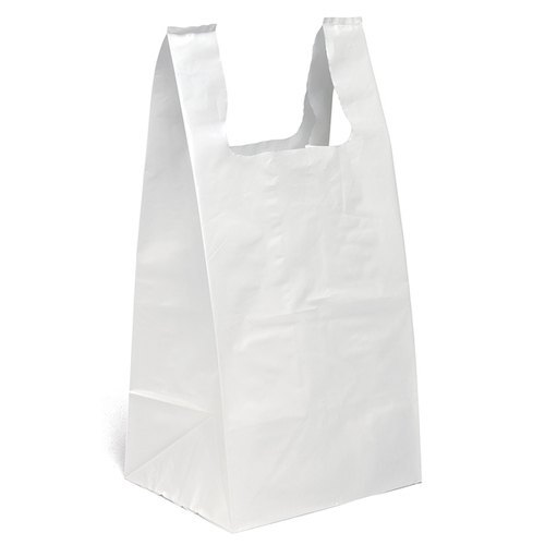 Plain White Plastic Bags - Eco-Friendly Design, Varnished Finish, Flexiloop Handle | Versatile for Food, Shopping, and Tea Usage