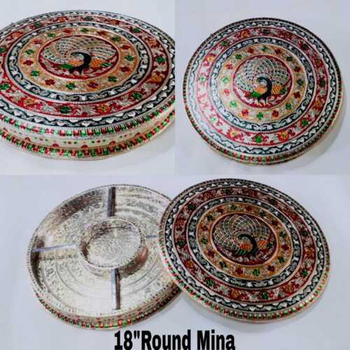 Black Hand Made Mina Work Steel Gift Packaging Box, Multicolor And Round Shape