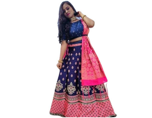 Party Wear Comfortable And Breathable Navy Blue And Pink Shade Ladies Designer Lehenga Age Group: Adults & Kids