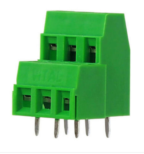 Green 10A Pcb Mount Terminal Block With 400V Voltage Rating And 4P And 6P Poles