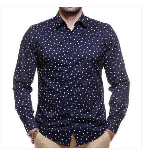 Formal Wear Full Sleeve Printed Pattern Classic Collar Mens Printed Cotton Shirt