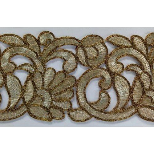 Black Polyester Garment 0.5 Inch To 3 Inch Golden Fancy Border Lace 