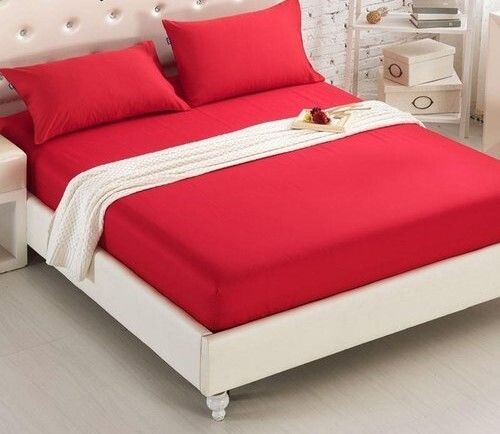 Red Skin Friendly And Light Weight Plain Cotton Bed Sheet