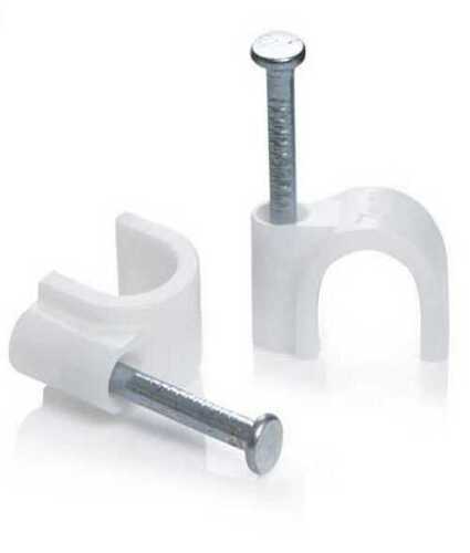 White Circle Nail Cable Clip Use For Cable, Wire And Indoor Wiring