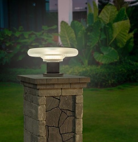 15W Round Outdoor Waterproof Solar Pillar Lamp Garden Light