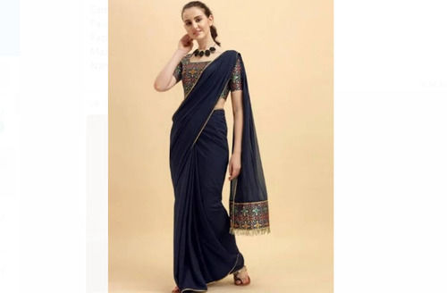 5.5 Meter Length Designer And Party Wear Chiffon Saree With Designer Blouse Piece