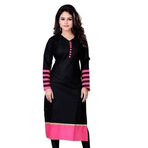 Black Cotton Kurti For Ladies